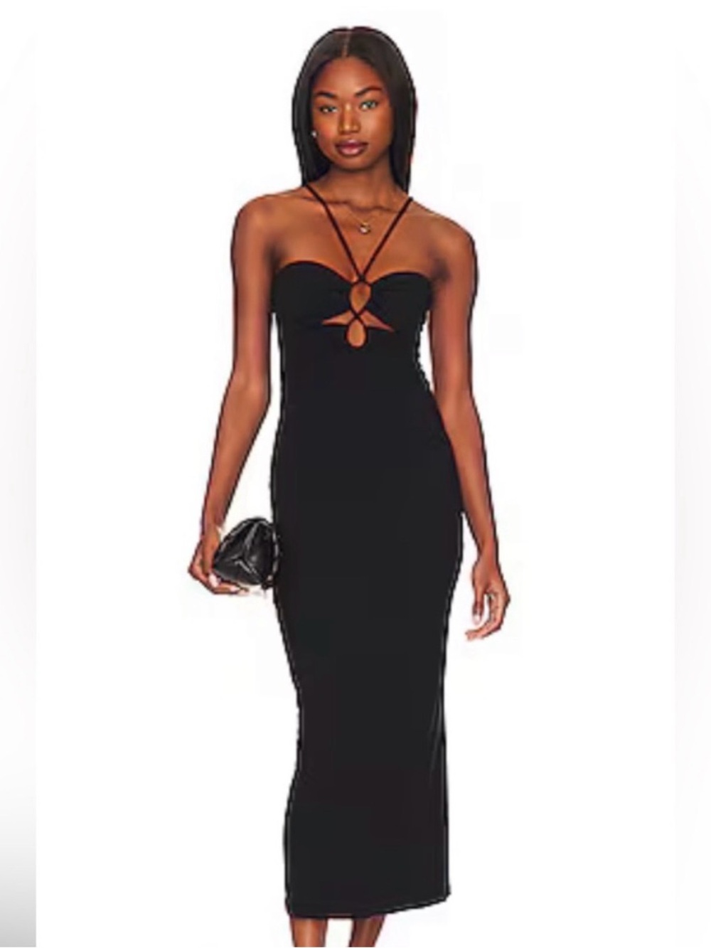 L*Space Revolve Ellery Black Ribbed Cut Out Maxi Dress
